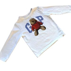 GAP 2T Bear Logo Long Sleeve Tee Organic Cotton Toddler